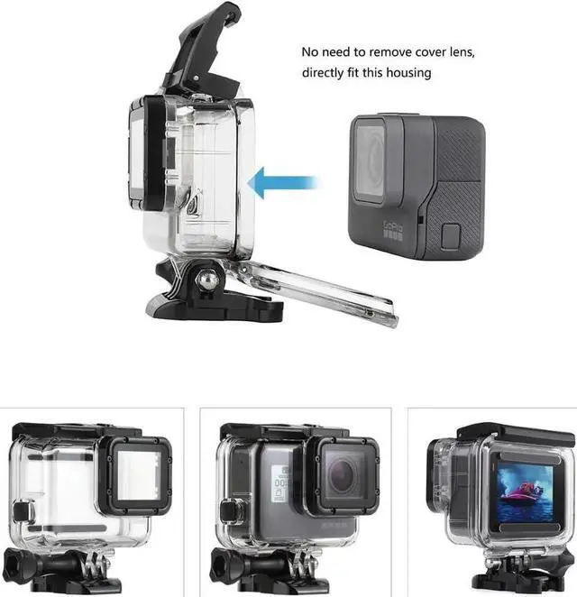 Alt view image 4 of 7 - 45m Underwater Waterproof Dive Housing Case with 3-Pack Dive Filters for GoPro Hero 5 6 7 Black Hero (2018) - Include Backdoor, Quick Release Buckle, Thumb Screw, Tripod Adapter, Lens Cap