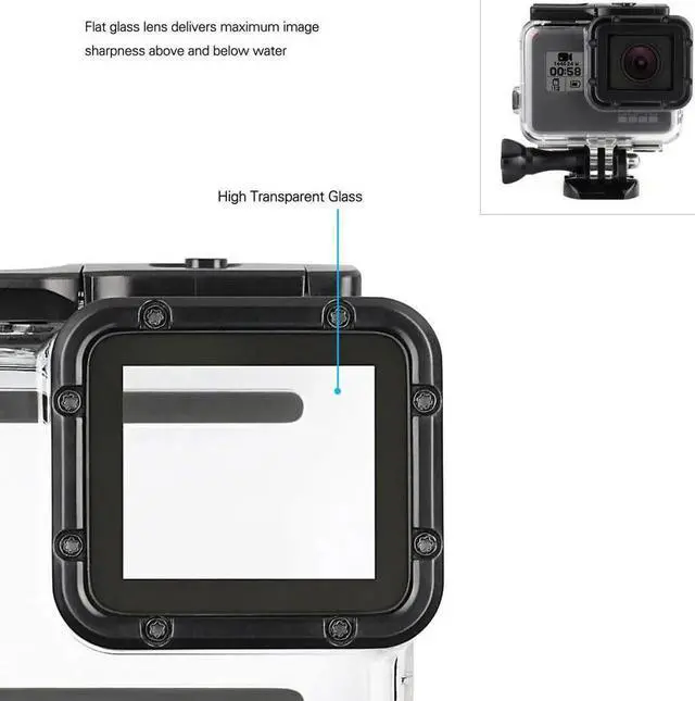 Alt view image 2 of 7 - 45m Underwater Waterproof Dive Housing Case with 3-Pack Dive Filters for GoPro Hero 5 6 7 Black Hero (2018) - Include Backdoor, Quick Release Buckle, Thumb Screw, Tripod Adapter, Lens Cap