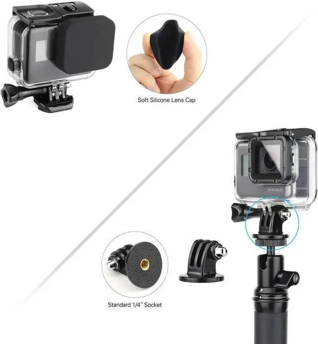 Alt view image 5 of 7 - 45m Underwater Waterproof Dive Housing Case with 3-Pack Dive Filters for GoPro Hero 5 6 7 Black Hero (2018) - Include Backdoor, Quick Release Buckle, Thumb Screw, Tripod Adapter, Lens Cap