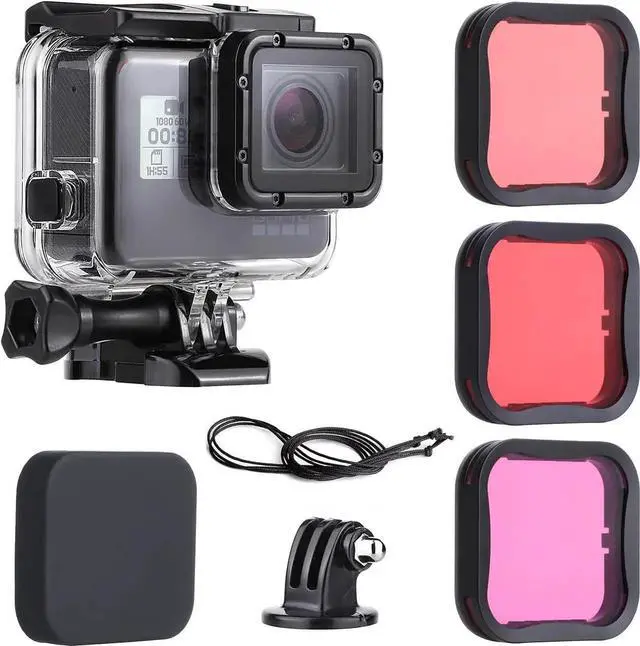 Main image of 45m Underwater Waterproof Dive Housing Case with 3-Pack Dive Filters for GoPro Hero 5 6 7 Black Hero (2018) - Include Backdoor, Quick Release Buckle, Thumb Screw, Tripod Adapter, Lens Cap