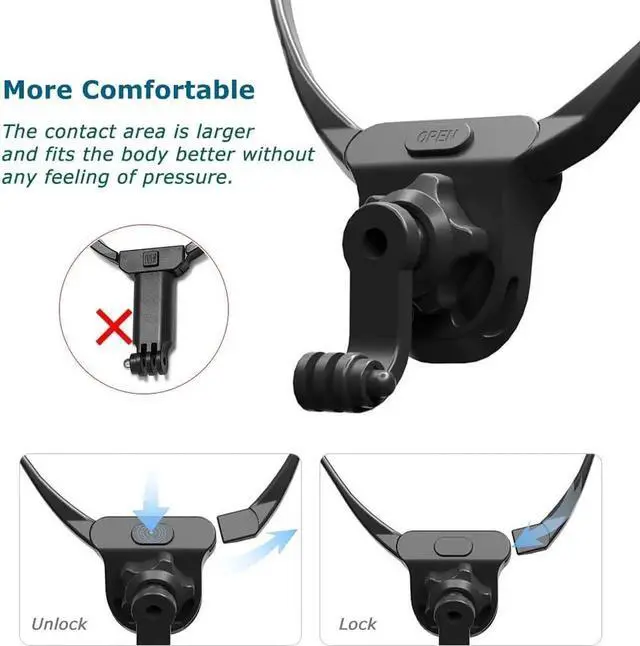 Alt view image 5 of 7 - POV VLOG Neck Holder Mount for Gopro Smartphone,360° Rotation Neck Mount Chest Holder with Shoulder Strap for Phones Gopro 12 11 10 9 8 7 Insta360 OSMO Action AKASO Action Cameras