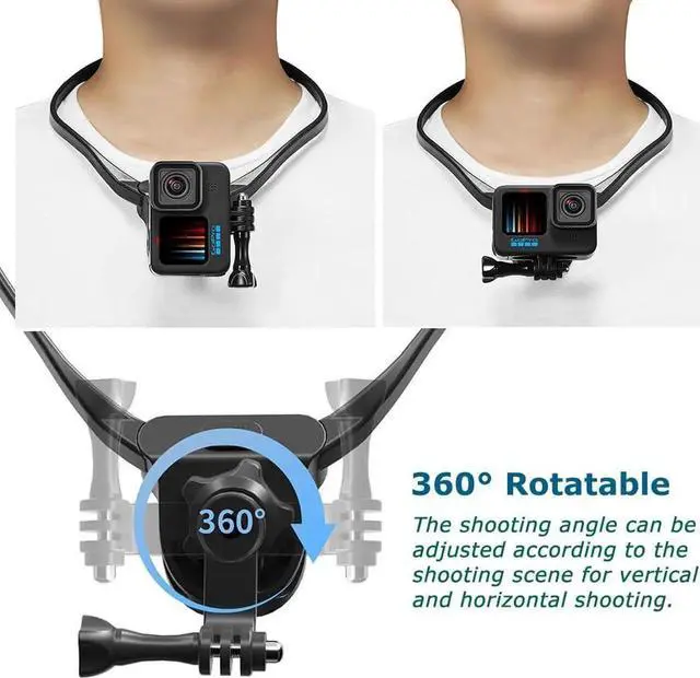 Alt view image 3 of 7 - POV VLOG Neck Holder Mount for Gopro Smartphone,360° Rotation Neck Mount Chest Holder with Shoulder Strap for Phones Gopro 12 11 10 9 8 7 Insta360 OSMO Action AKASO Action Cameras