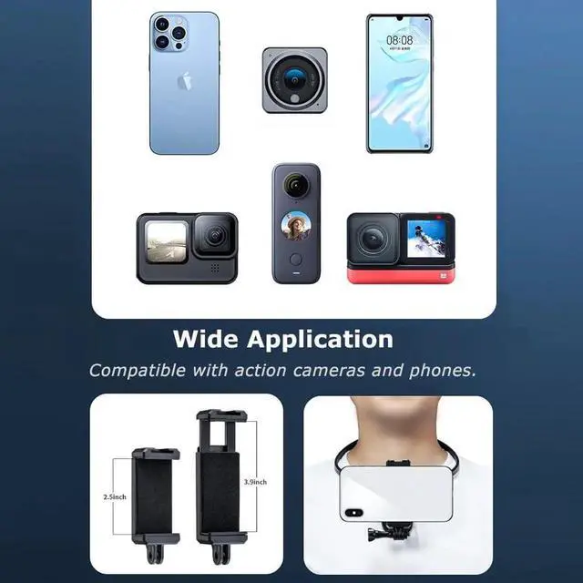 Alt view image 4 of 7 - POV VLOG Neck Holder Mount for Gopro Smartphone,360° Rotation Neck Mount Chest Holder with Shoulder Strap for Phones Gopro 12 11 10 9 8 7 Insta360 OSMO Action AKASO Action Cameras