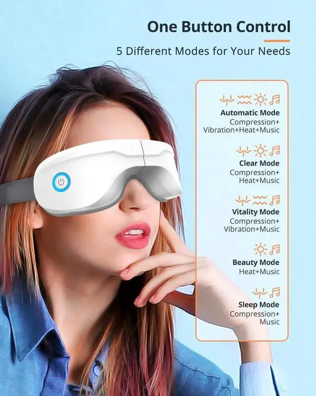 Alt view image 7 of 7 - Eye Massager with Heat, Heated Eye Mask with Bluetooth Music, Face Massager, Eye Care Gift for Women, Eye Mask for Relax Eye, Reduce Eye Strain, Gifts for Mom/Dad
