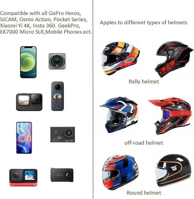 Alt view image 4 of 7 - Motorcycle Helmet Chin Strap Mount Supplies Assembly Kit Compatible with All GoPro Heros, SJCAM, GeekPro, 4K, Xiaomi Yi, Insta360 and Also Brackets for Mobile Phones