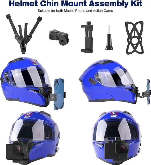 Alt view image 3 of 7 - Motorcycle Helmet Chin Strap Mount Supplies Assembly Kit Compatible with All GoPro Heros, SJCAM, GeekPro, 4K, Xiaomi Yi, Insta360 and Also Brackets for Mobile Phones