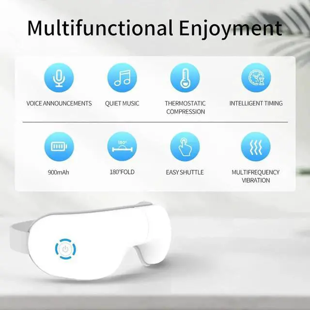 Alt view image 2 of 7 - Eye Massager with Heat, Heated Eye Mask with Bluetooth Music, Massages Eye Muscles, Eye Care Gift with 5 Massage Modes and 180° Folding Design, Gifts for Friend, Mom and Dad