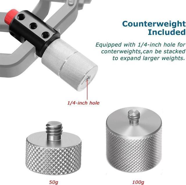 Alt view image 4 of 7 - Universal Gimbal Counterweight Kit with Balance Weight Mounting Clamp and 50g+100g Counterweights for DJI Ronin S/SC/RS2/RSC2/RS3/RSC3,Zhiyun Weebill S Crane Gimbals