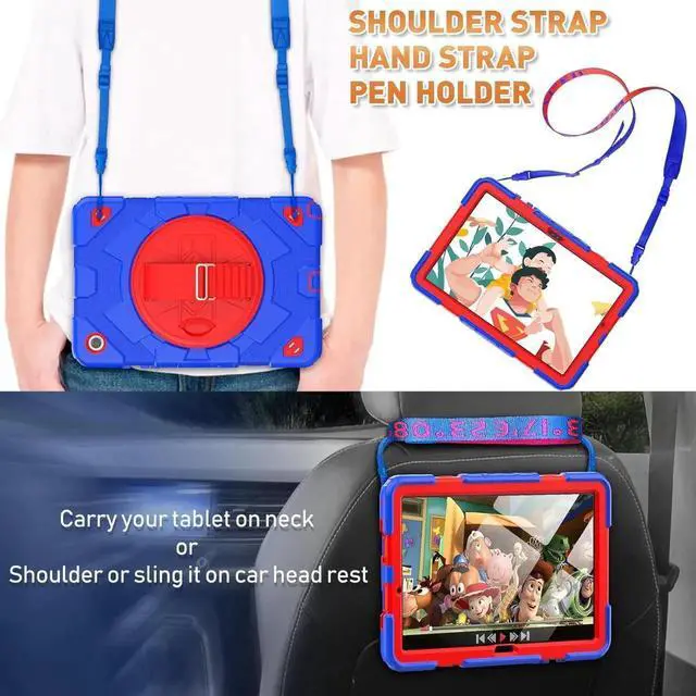 Alt view image 2 of 7 - Case for Galaxy Tab A9 Plus 11 inch (SM-X210/X216/X218 Case). Protective Tablet Cover with Screen Protector, 360° Rotating Stand, Hand & Shoulder Strap Blue