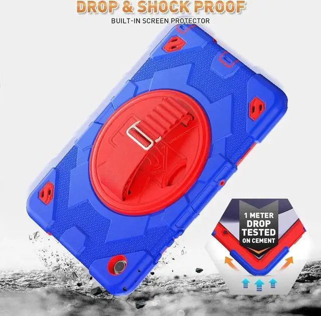 Alt view image 6 of 7 - Case for Galaxy Tab A9 Plus 11 inch (SM-X210/X216/X218 Case). Protective Tablet Cover with Screen Protector, 360° Rotating Stand, Hand & Shoulder Strap Blue