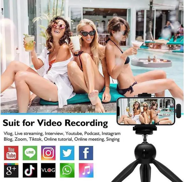 Alt view image 3 of 7 - 2 Pack Wireless Lavalier Microphone for iPhone iPad - Ecomxia 7H Clip on Lapel Microphone Wireless for Video Recording Vlogging YouTube Interview with Charging Case 3 Mode Denoise 70ft