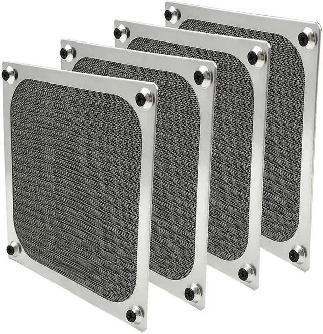 Main image of 4 Pack 120mm Computer Fan Filter Grills with Screws Ultra Fine Aluminum Mesh