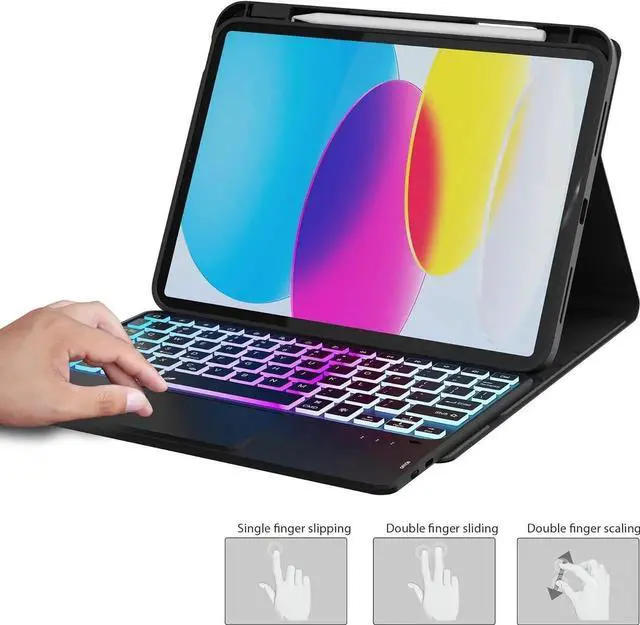 Alt view image 4 of 7 - Touchpad Keyboard case for iPad Air 11 Inch M3 M2 2025 2024 iPad Pro 11 Inch 2022 2021 2020 2018 iPad Air 5th 4th Gen 10.9 Bluetooth Keyboard Smart Cover with 7 Color Backlit Pen Holder Scr