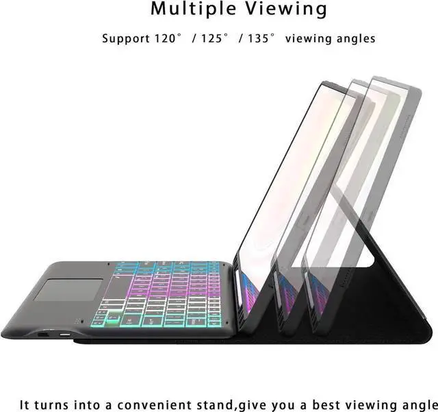 Alt view image 7 of 7 - Touchpad Keyboard case for iPad Air 11 Inch M3 M2 2025 2024 iPad Pro 11 Inch 2022 2021 2020 2018 iPad Air 5th 4th Gen 10.9 Bluetooth Keyboard Smart Cover with 7 Color Backlit Pen Holder Scr