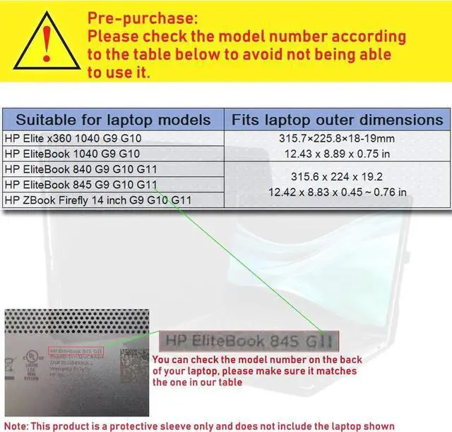 Alt view image 3 of 7 - Laptop Case Cover for 14 inch HP EliteBook 840 845 G9 G10 G11 & for HP Elite x360 1040 G9 G10 &for ZBook Firefly G9 G10 G11,Notebook PC Sleeve PU Leather Protective Bag Accessories