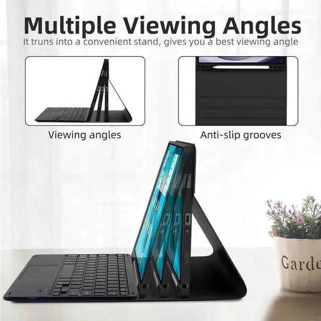 Alt view image 5 of 7 - Case with Trackpad Keyboard for Samsung Galaxy Tab A9 Plus 11 inch Model SM-X210/X215/X216/X218 with Smart Touchpad 7 Color Backlit Removable Keyboard Magnetic Case Cover