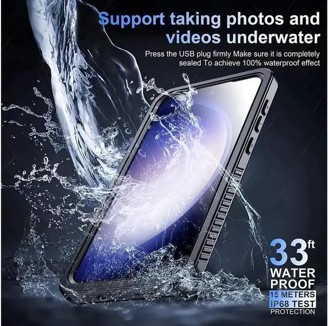 Alt view image 2 of 7 - for Samsung Galaxy S23 Case Waterproof Built-in Lens & Screen Protector[ Shockproof][12 FT Military Drop Proof][Du Standproof][IP68 Underwater] Cover