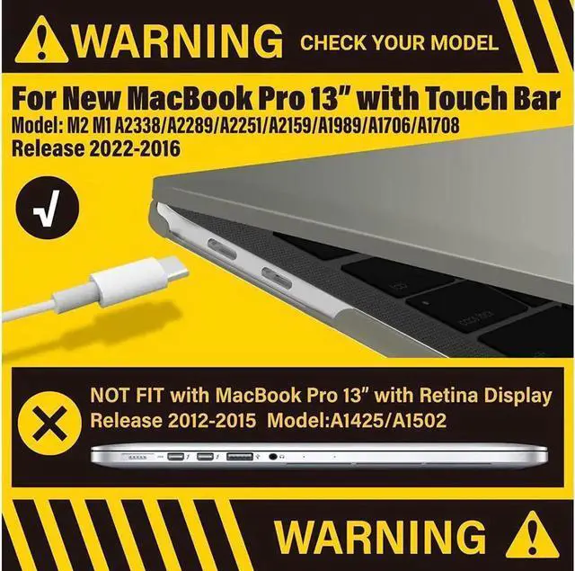 Alt view image 6 of 7 - Compatible with MacBook Pro 13 inch Case M2 2022 2021 2020-2016 A2338 M1 A2251 A2289 A2159 A1989 A1708 A1706 Plastic Hard Case with Keyboard Cover Skin
