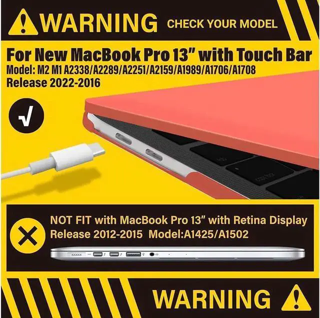 Alt view image 5 of 7 - Compatible with MacBook Pro 13 inch Case M2 2022 2021 2020-2016 A2338 M1 A2251 A2289 A2159 A1989 A1708 A1706 Plastic Hard Case with Keyboard Cover Skin