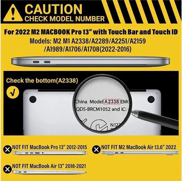 Alt view image 3 of 7 - Compatible with MacBook Pro 13 inch Case M2 2022 2021 2020-2016 A2338 M1 A2251 A2289 A2159 A1989 A1708 A1706 Plastic Hard Case with Keyboard Cover Skin