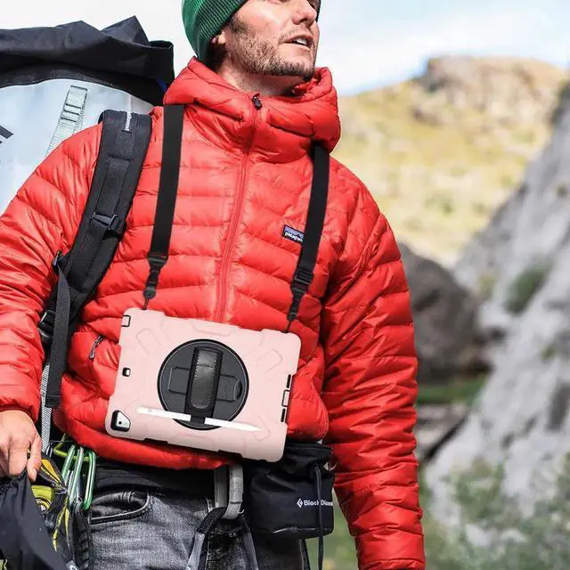 Alt view image 6 of 7 - Case for iPad 6th 5th Generation 9.7 inch 2018 2017 / iPad Pro 9.7 / iPad Air 2 Protective Cover with 360° Rotating Stand, Hand/Shoulder Strap, Pencil Holder Rose Gold