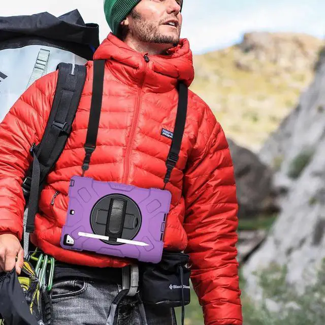 Alt view image 7 of 7 - Case for iPad 6th 5th Generation 9.7 inch 2018 2017 / iPad Pro 9.7 / iPad Air 2 Protective Cover with 360° Rotating Stand, Hand/Shoulder Strap, Pencil Holder Purple