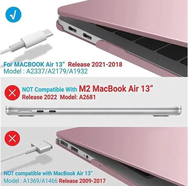Alt view image 6 of 7 - Compatible with MacBook Air 13 inch Case 2022 2021-2018 Release A2337 M1 A2179 A1932 with Retina Display Touch ID Plastic Hard Shell with Keyboard Cover