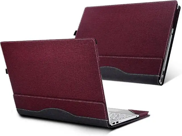 Alt view image 2 of 7 - Laptop Case Cover for 14 inch Lenovo IdeaPad 5 2-in-1 14Q8X9 14AHP9 14IRH9 14IRU9 Sleeve,PU Leather Protective Bag Notebook PC Accessories Wine Red