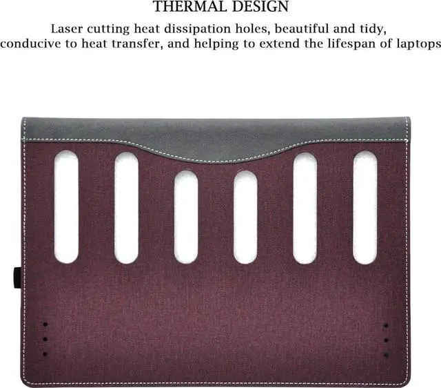 Alt view image 3 of 7 - Laptop Case Cover for 14 inch Lenovo IdeaPad 5 2-in-1 14Q8X9 14AHP9 14IRH9 14IRU9 Sleeve,PU Leather Protective Bag Notebook PC Accessories Wine Red