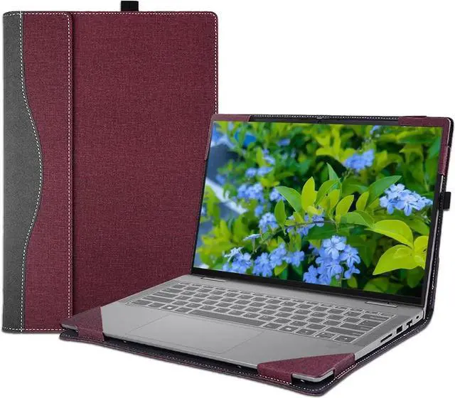 Main image of Laptop Case Cover for 14 inch Lenovo IdeaPad 5 2-in-1 14Q8X9 14AHP9 14IRH9 14IRU9 Sleeve,PU Leather Protective Bag Notebook PC Accessories Wine Red