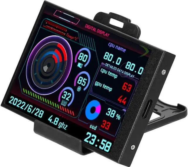 Alt view image 2 of 7 - 3.5 inch IPS USB Mini Screen AIDA64 PC CPU RAM HDD Data Monitor Computer Temperature Display Type-C Sub Screen