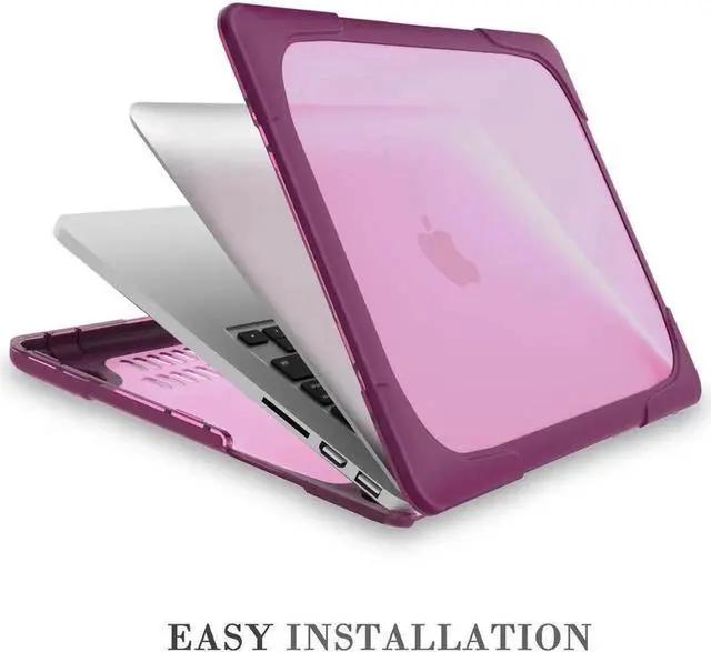 Alt view image 6 of 7 - for MacBook Pro 15 inch with Retina Dispaly Model A1398 2012-2015 Release, Keyboard Cover Heavy Duty Plastic Hard Shell Case with Fold Kickstand, Keyboard Cover Purple