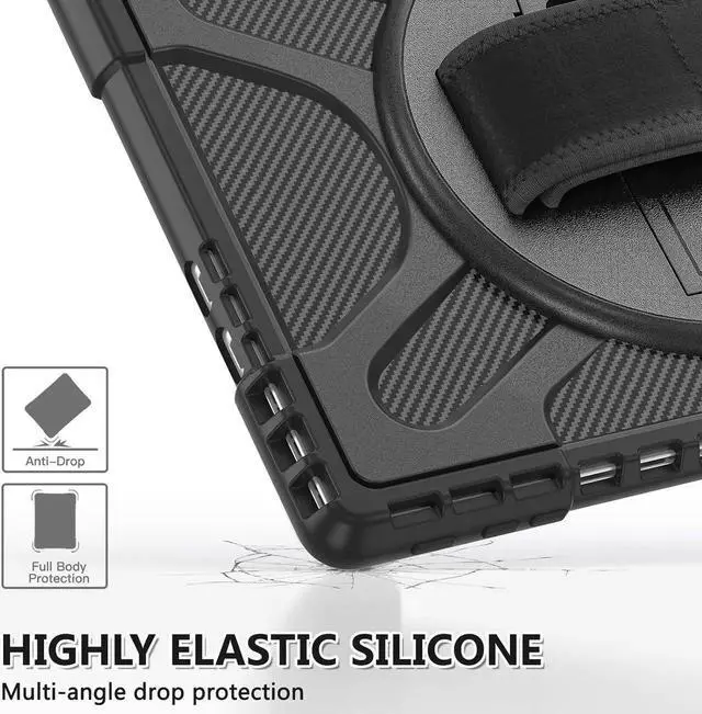 Alt view image 4 of 7 - for Microsoft Surface Pro 11 Pro 10 Pro 9 Case 13 inch Rugged Protective Case for Surface Pro 11 10 9 with Rotating Stand & Hand Strap Pen Holder Compatible with Type Cover Keyboard + Stylus