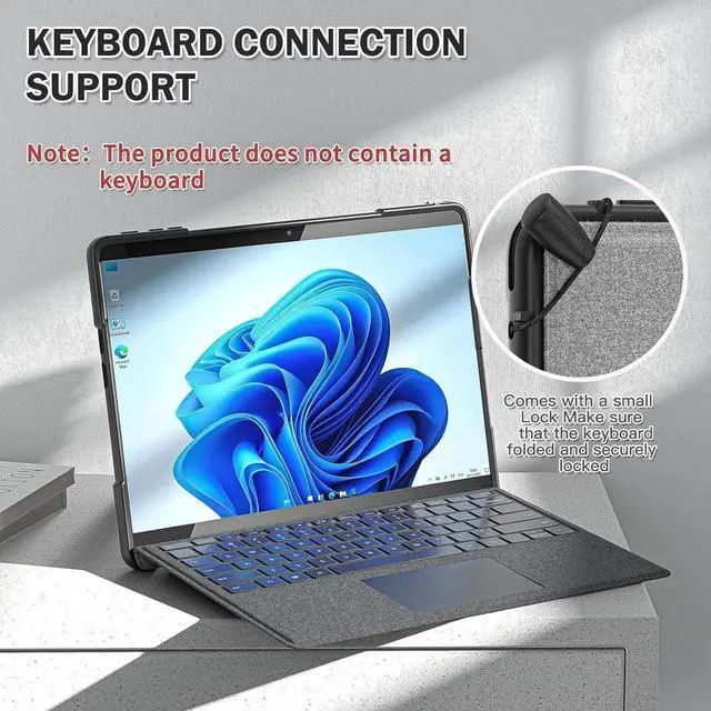 Alt view image 5 of 7 - for Microsoft Surface Pro 11 Pro 10 Pro 9 Case 13 inch Rugged Protective Case for Surface Pro 11 10 9 with Rotating Stand & Hand Strap Pen Holder Compatible with Type Cover Keyboard + Stylus
