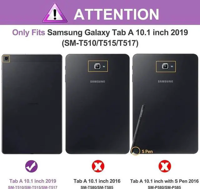 Alt view image 6 of 7 - Case for Samsung Galaxy Tab A 10.1 inch 2019 SM-T510/SM-T515/SM-T517 with Screen Protector Shockproof Protective Cover with Pen Holder Stand and Shoulder Strap Stylus Pen