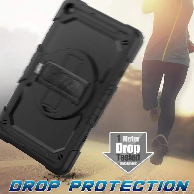 Alt view image 4 of 7 - Case for Samsung Galaxy Tab A 10.1 inch 2019 SM-T510/SM-T515/SM-T517 with Screen Protector Shockproof Protective Cover with Pen Holder Stand and Shoulder Strap Stylus Pen