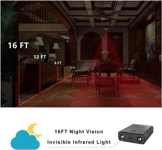 Alt view image 3 of 7 - Smalle Stand WiFi Spy Hidden Camera Mini Wireless Camera HD Indoor Home Smalle Stand Spy Nanny Cam Security Cameras with Motion Detector/Night Vision/Cloud Storage