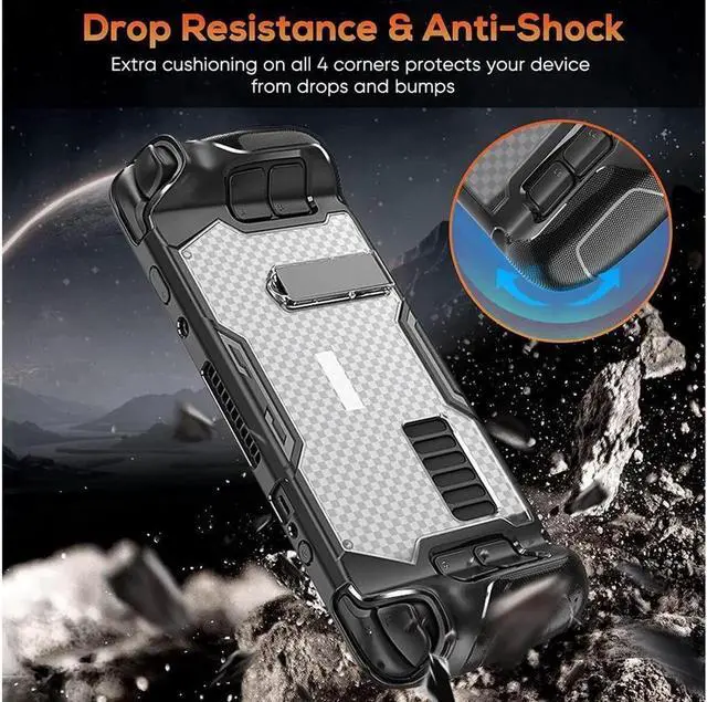 Alt view image 2 of 7 - Protective Case for Steam Deck with Stand and GORIXER TPU Protector Cover Accessories with Stand & 2 Pack Screen Protector Full Protection Non-Slip Anti-Collision for Steam Deck - Black