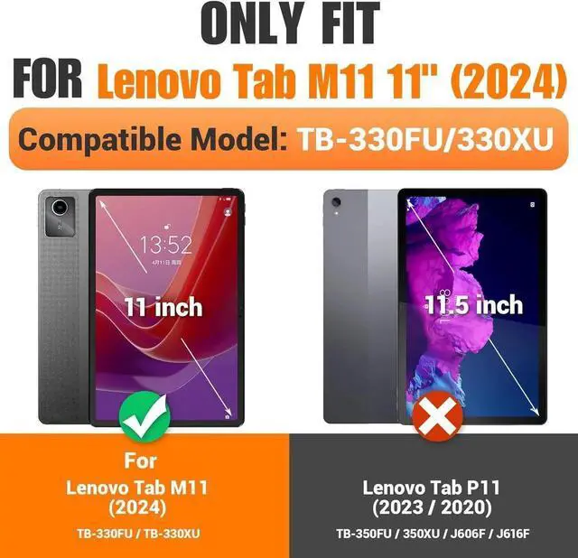 Alt view image 4 of 7 - Case for Lenovo Tab M11 2024 TB330FU TB330XU TB-331FC Shockproof Protective Cover with Screen Protector Rotating Stand and /Shoulder Strap Pen Holder