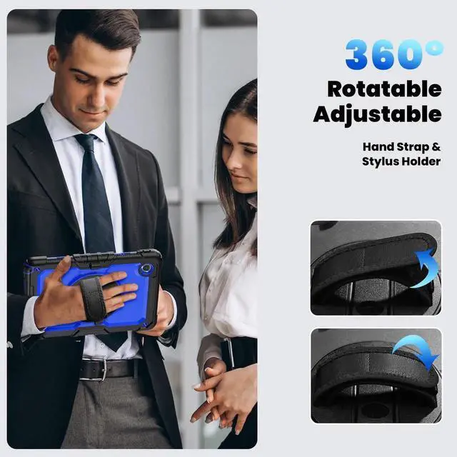 Alt view image 6 of 7 - Case for Lenovo Tab M11 2024 TB330FU TB330XU TB-331FC Shockproof Protective Cover with Screen Protector Rotating Stand and /Shoulder Strap Pen Holder Blue