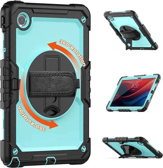 Alt view image 3 of 7 - Case for Lenovo Tab M11 2024 TB330FU TB330XU TB-331FC Shockproof Protective Cover with Screen Protector Rotating Stand and /Shoulder Strap Pen Holder Light Blue
