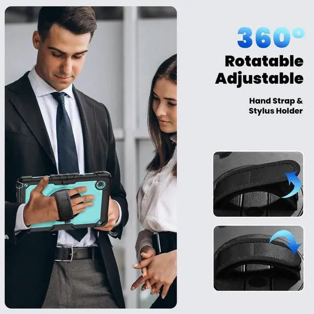 Alt view image 5 of 7 - Case for Lenovo Tab M11 2024 TB330FU TB330XU TB-331FC Shockproof Protective Cover with Screen Protector Rotating Stand and /Shoulder Strap Pen Holder Light Blue