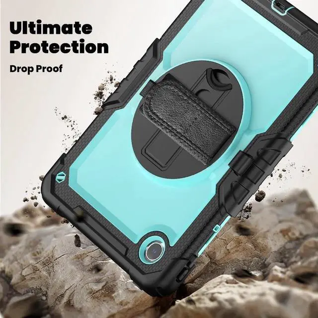 Alt view image 4 of 7 - Case for Lenovo Tab M11 2024 TB330FU TB330XU TB-331FC Shockproof Protective Cover with Screen Protector Rotating Stand and /Shoulder Strap Pen Holder Light Blue