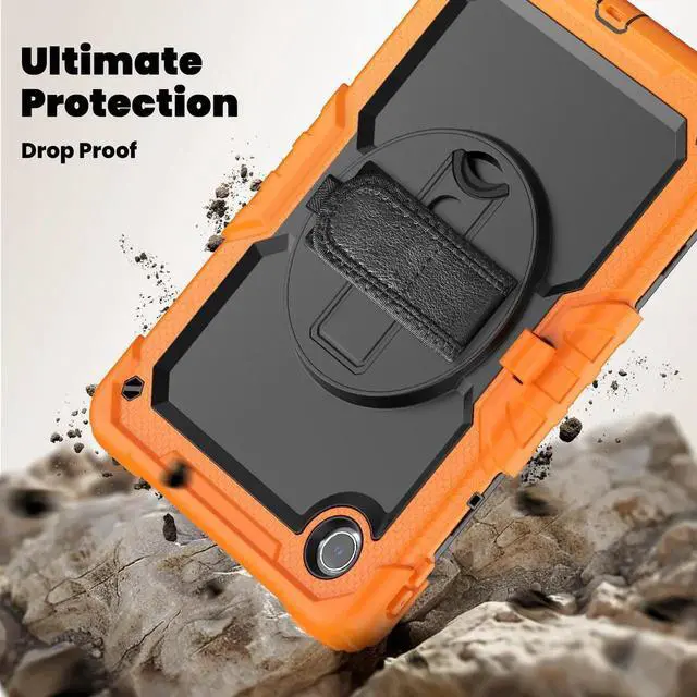 Alt view image 6 of 7 - Case for Lenovo Tab M11 2024 TB330FU TB330XU TB-331FC Shockproof Protective Cover with Screen Protector Rotating Stand and /Shoulder Strap Pen Holder Orange
