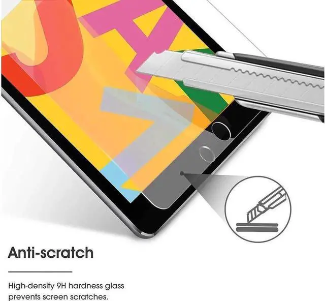 Alt view image 3 of 7 - [2 Pack] Tempered Screen Protector For iPad Air 3 10.5 Inch 2019 iPad Pro 10.5 2017 Tempered Glass Film Protector Face ID & Apple Pencil & Case Compatible