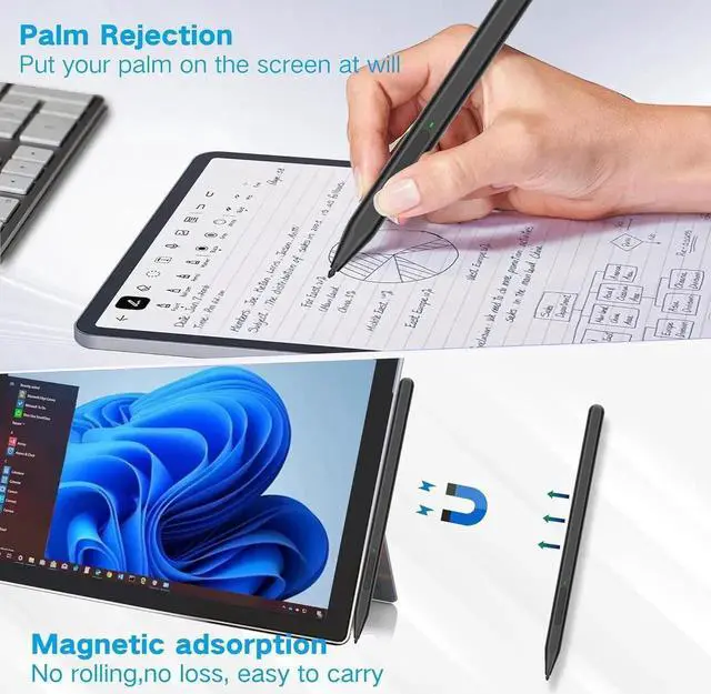 Alt view image 6 of 7 - Stylus Pen for Microsoft Surface Pro11/10/9/8/X/7+/6/5/4/3/Surface 3, Surface Go 3/2/1, Surface Laptop/Studio/Book 4/3/2/1 with Eraser Side Button,Palm Rejection,Tilt Function,1024 Pressure