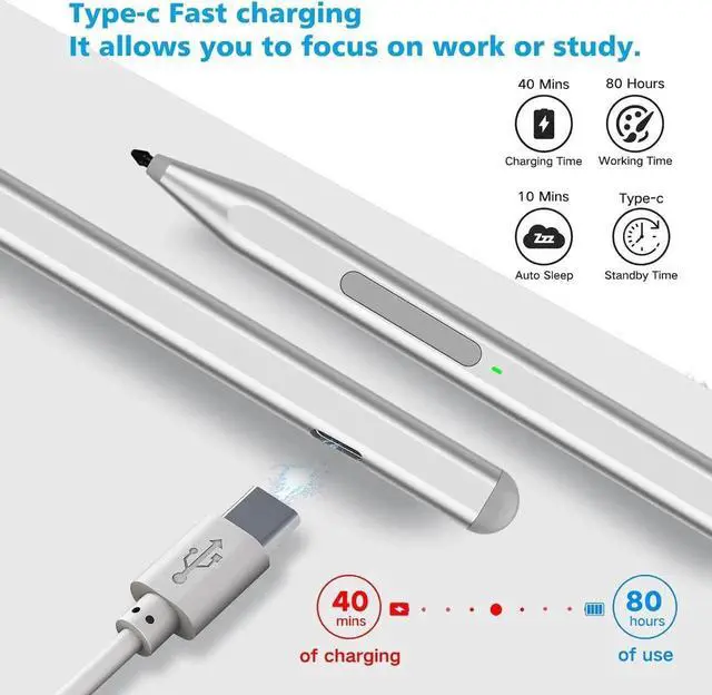Alt view image 6 of 7 - Stylus Pen for Microsoft Surface Pro11/10/9/8/X/7+/6/5/4/3/Surface 3, Surface Go 3/2/1, Surface Laptop/Studio/Book 4/3/2/1 with Eraser Side Button,Palm Rejection,Tilt Function,1024 Pressure
