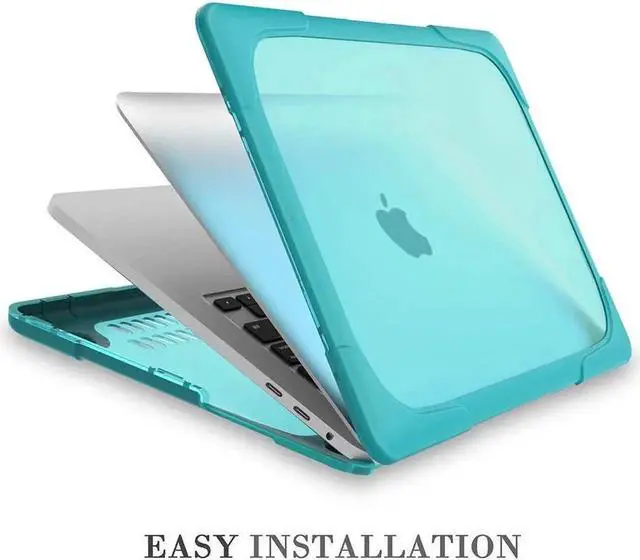 Alt view image 4 of 7 - Rubberized Protective Case with Foldable Stand & Keyboard Cover for Apple Macbook Pro 16 inch 2021 2020 2019 Model A2141 with Touch Bar and Touch ID Blue