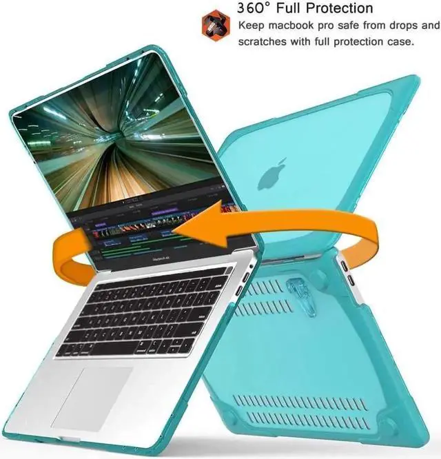 Alt view image 5 of 7 - Rubberized Protective Case with Foldable Stand & Keyboard Cover for Apple Macbook Pro 16 inch 2021 2020 2019 Model A2141 with Touch Bar and Touch ID Blue