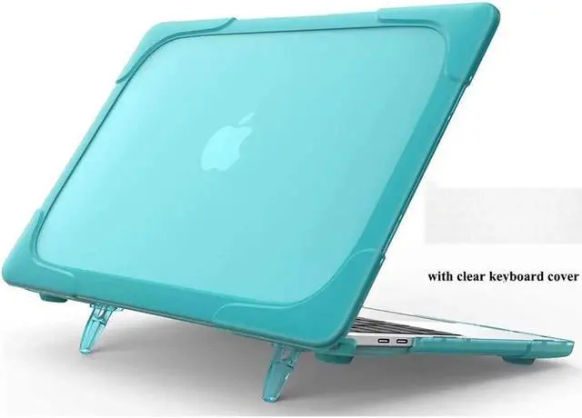 Main image of Rubberized Protective Case with Foldable Stand & Keyboard Cover for Apple Macbook Pro 16 inch 2021 2020 2019 Model A2141 with Touch Bar and Touch ID Blue
